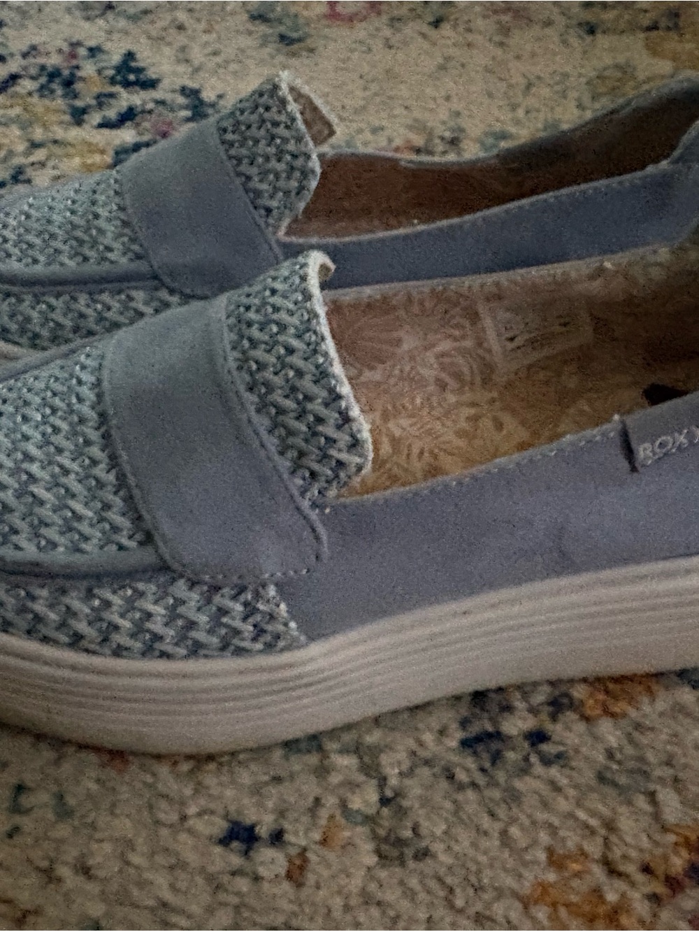 Roxy Women's Slip-On Knit Loafers in Light Blue